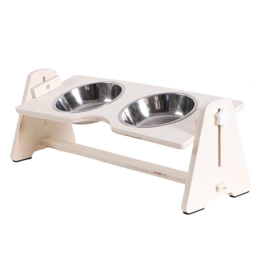 Wood Stand Stainless Steel Dog Bowls