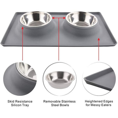 Stainless Steel Dog Bowl With Silicone Mat