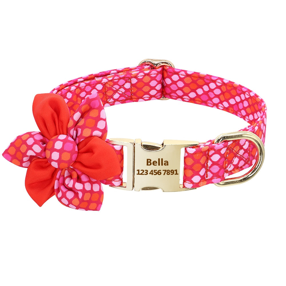 Metal Buckle Dog Collar With Flower