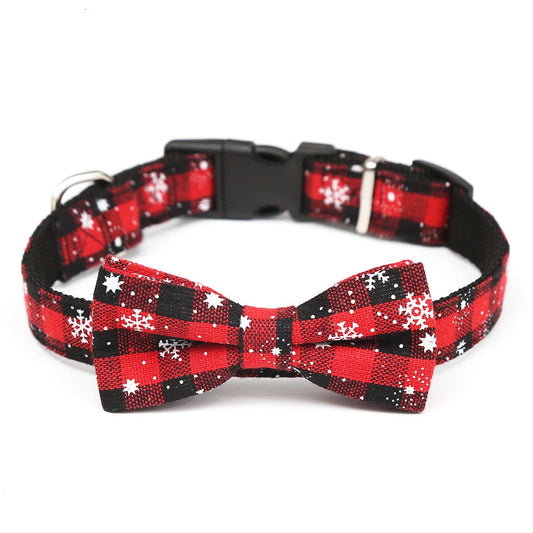 Christmas Snowflake Bow Tie Dog Collar