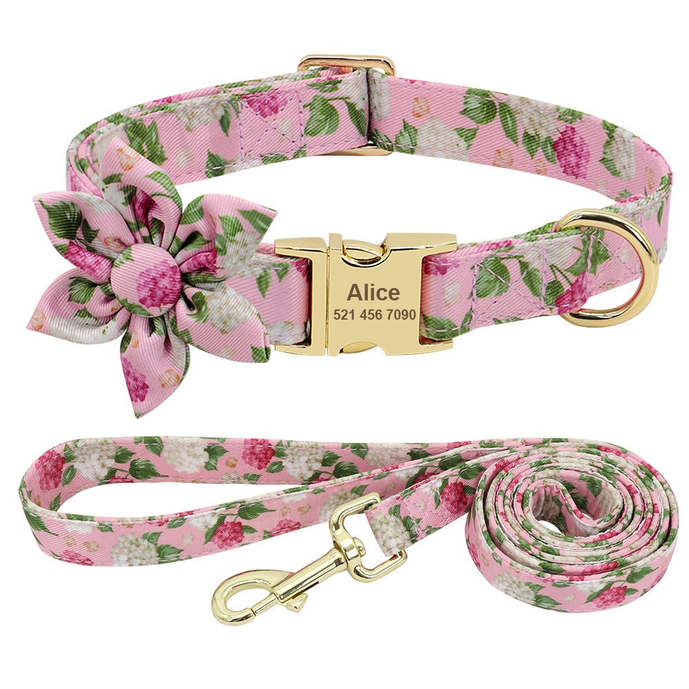 Flower Accessory Dog Collar With Leash