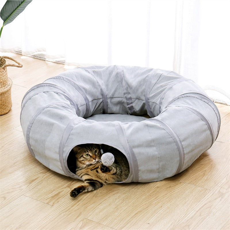 Fun Cat Tunnel With Cushion Mat