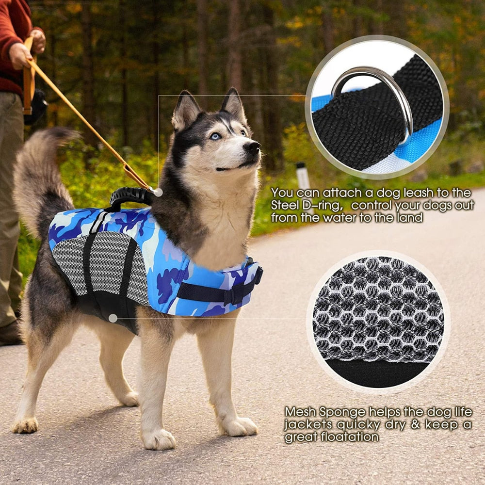 Blue Camouflage Dog Life Jacket