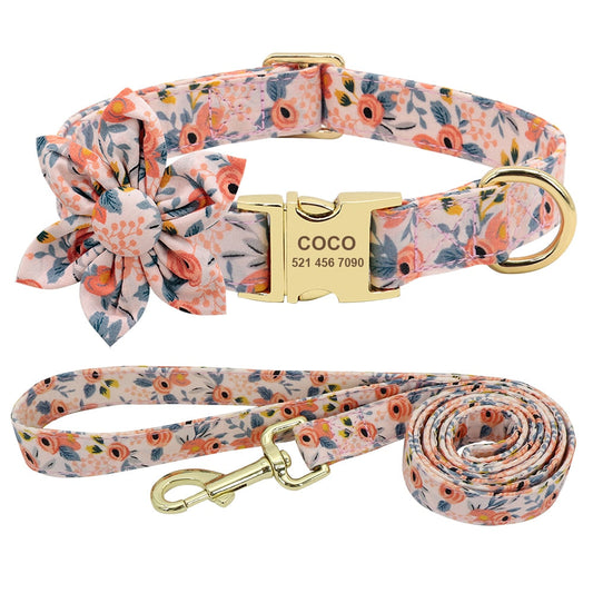 Flower Accessory Dog Collar With Leash