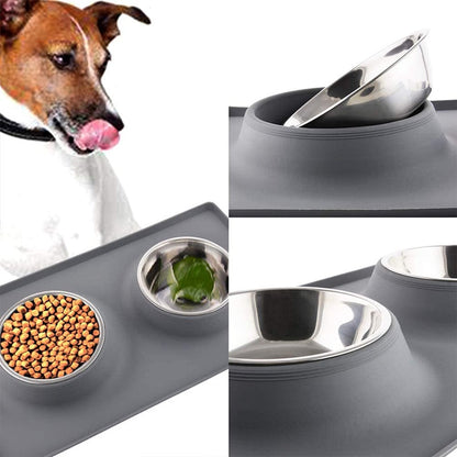 Stainless Steel Dog Bowl With Silicone Mat