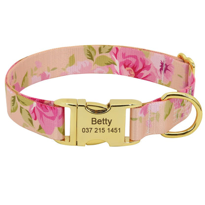 Nylon Flower Printed Dog Collar