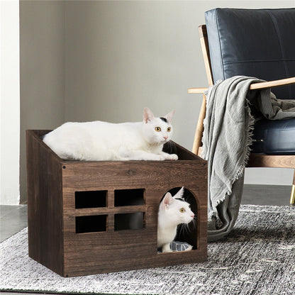 Durable Wooden Cat Cave House