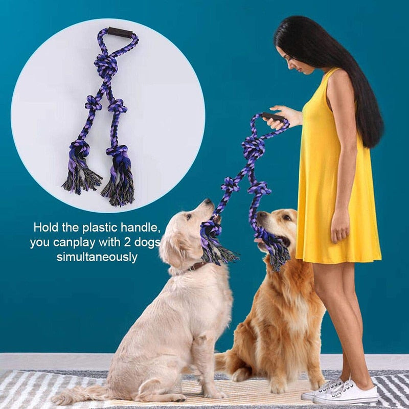 5 Knots Plastic Handle Dog Rope Toy