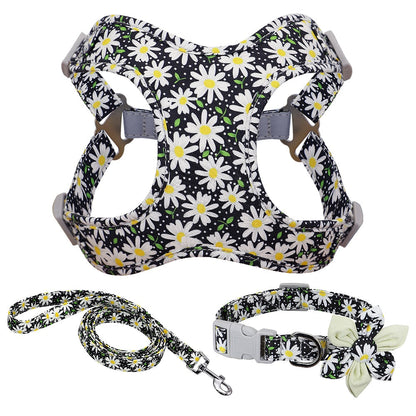 Flower Print Dog Harness Set