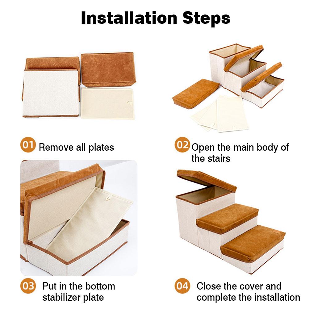 3 Steps Pet Stairs With Storage