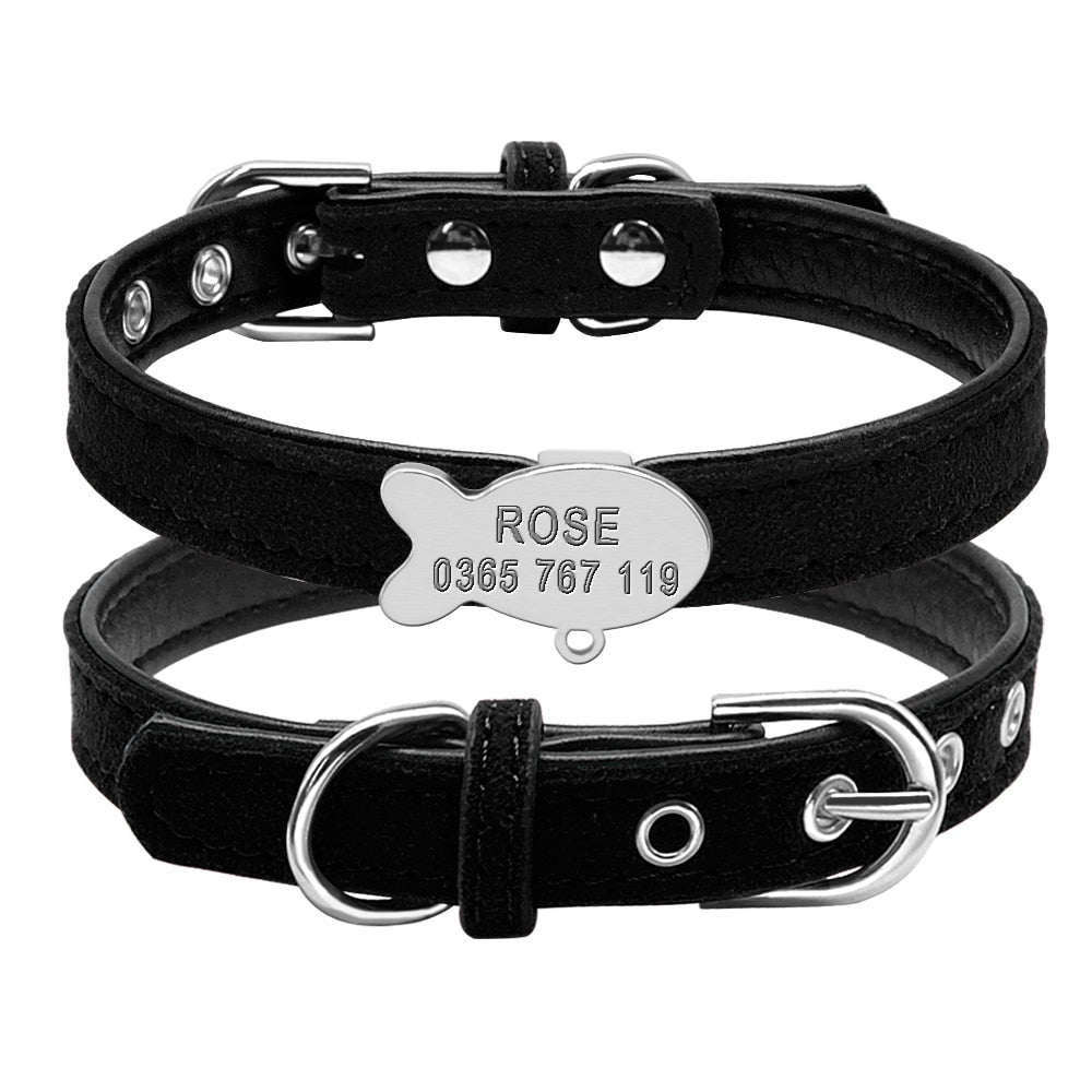 Leather Engraved Tag Cat Collar