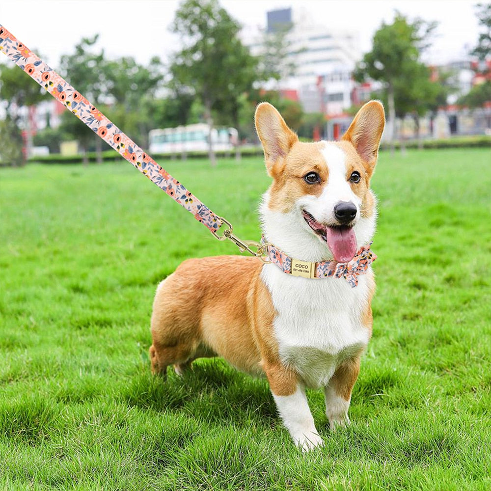 Flower Accessory Dog Collar With Leash