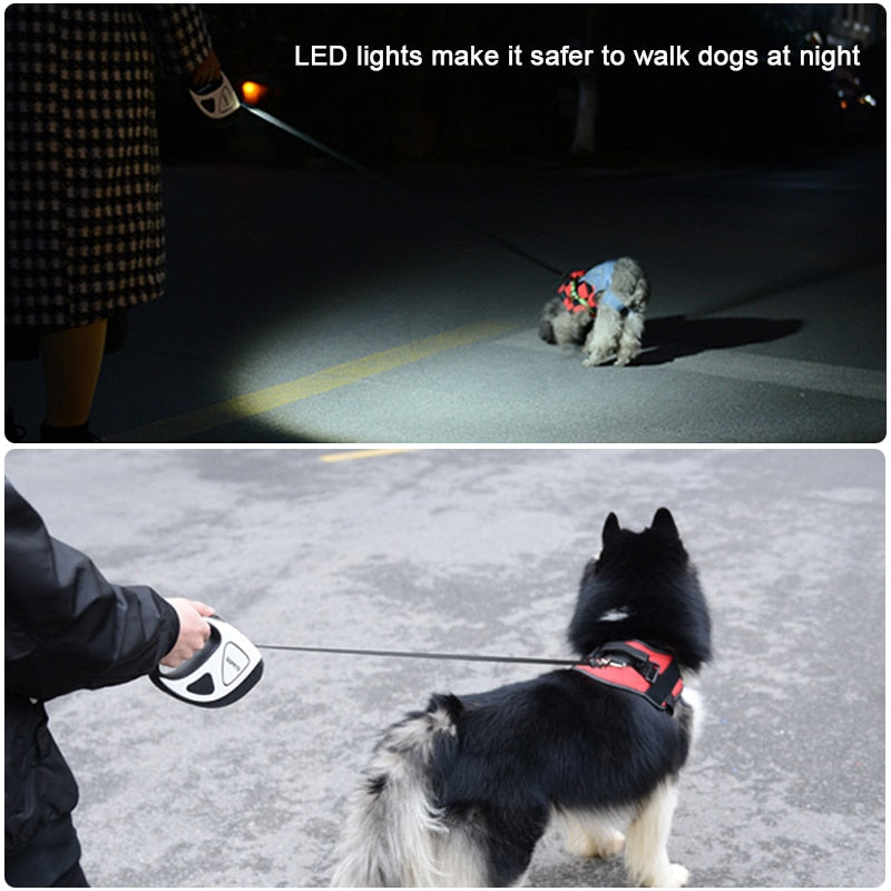 Automatic Extension LED Dog Leash