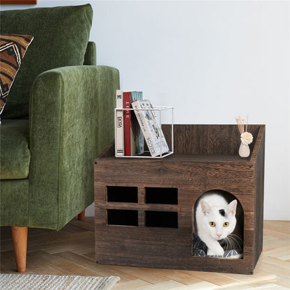 Durable Wooden Cat Cave House