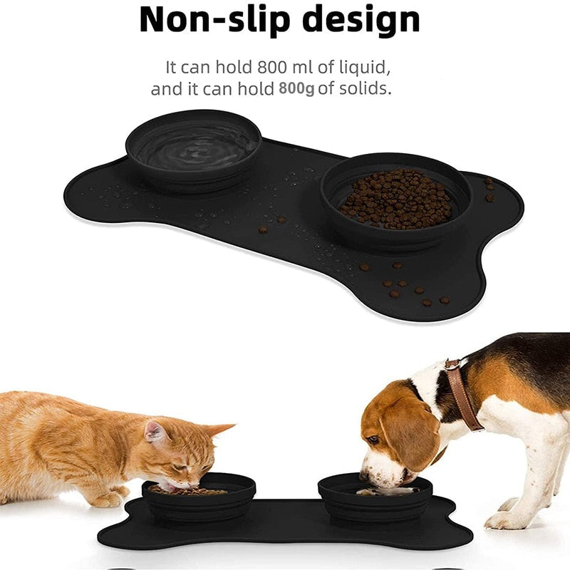 Raised Edges Portable Dog Bowl