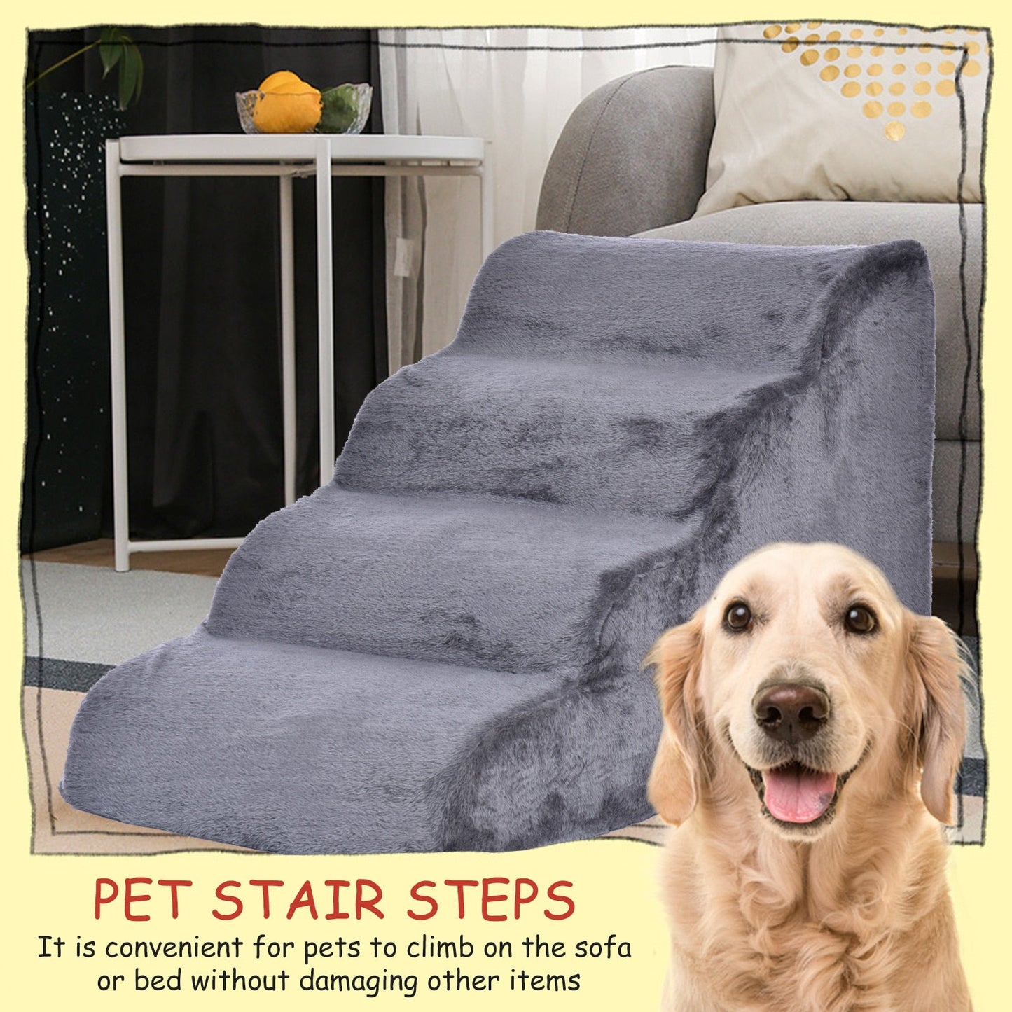 4 Steps Flannel Dog Stairs