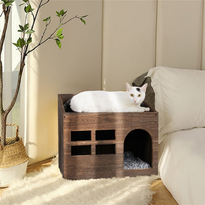 Durable Wooden Cat Cave House