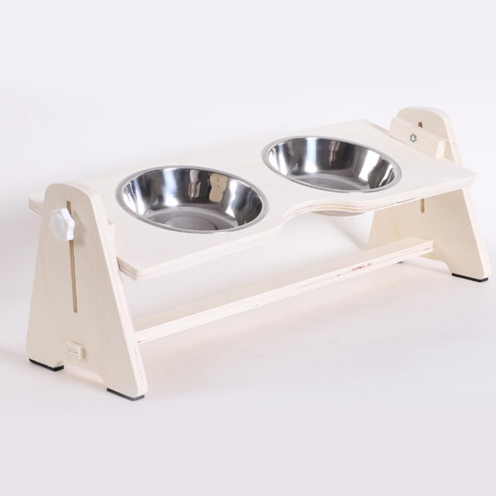 Wood Stand Stainless Steel Dog Bowls