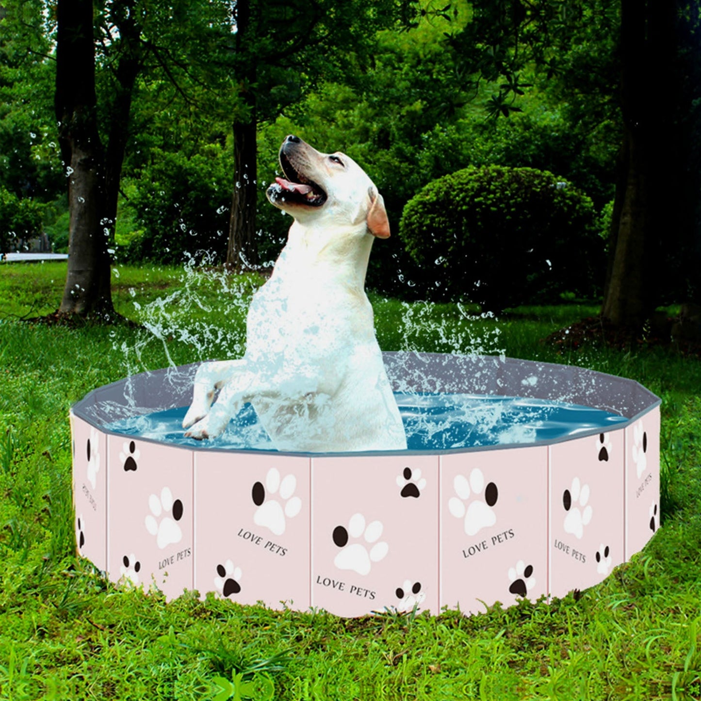 Foldable Paw Prints Dog Swimming Tub