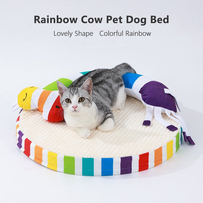 Rainbow Fluffy Single Pet Bed