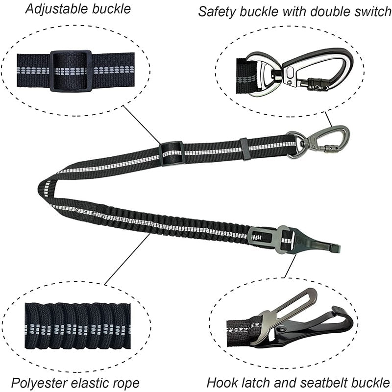 Elastic Bungee Adjustable Dog Car Seat Belt