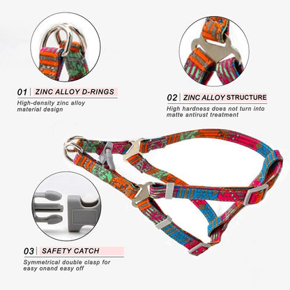 Retro Bohemia Dog Harness & Leash