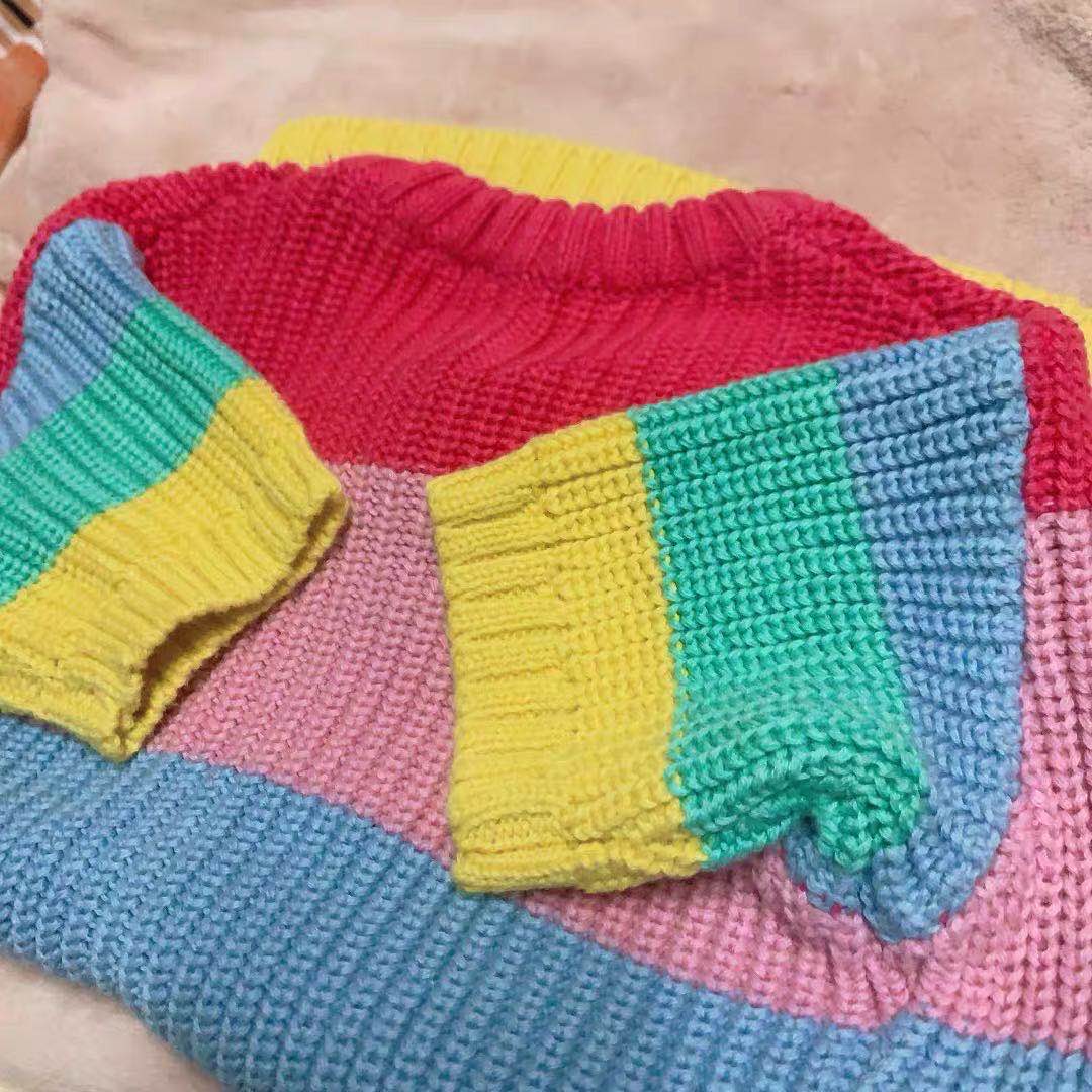 Knitted Rainbow Dog Sweater