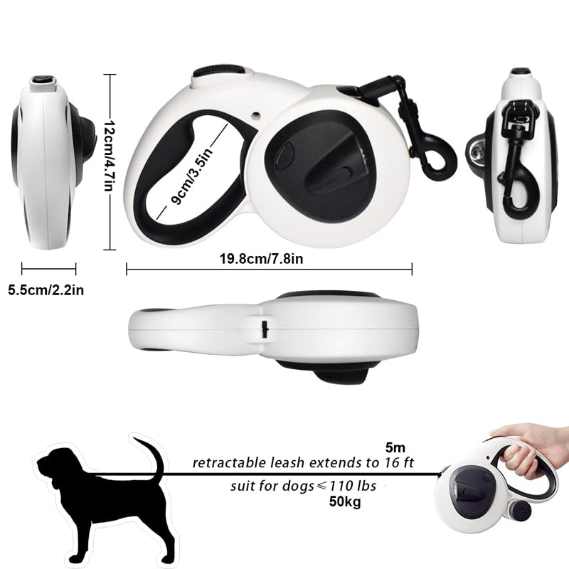 Flashlight Poop Bag Dispenser Dog Leash