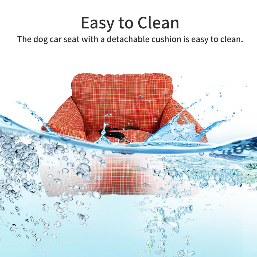 Orange Plaid Dog Car Seat Booster