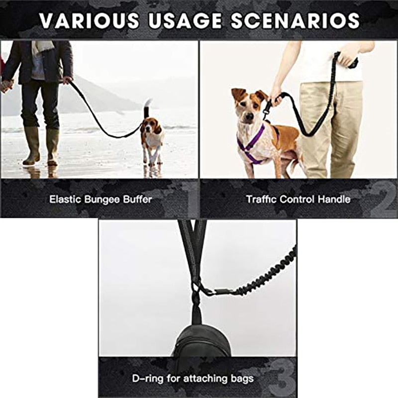 Ergonomic Padded Handle Bungee Dog Leash