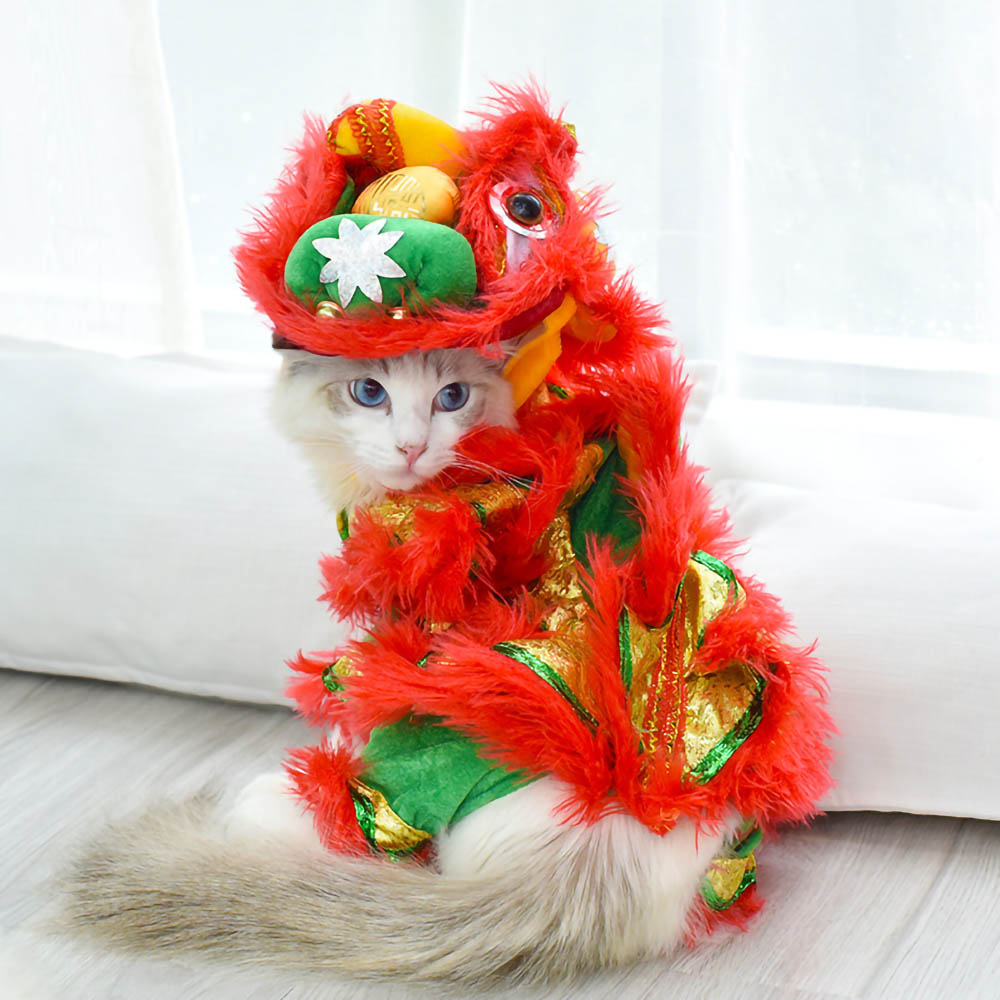 Red Lion Dance Pets Costume