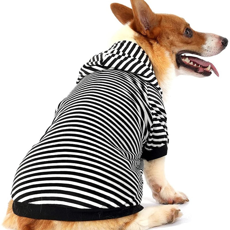 Fashion Striped Dog Hoodie Clothes