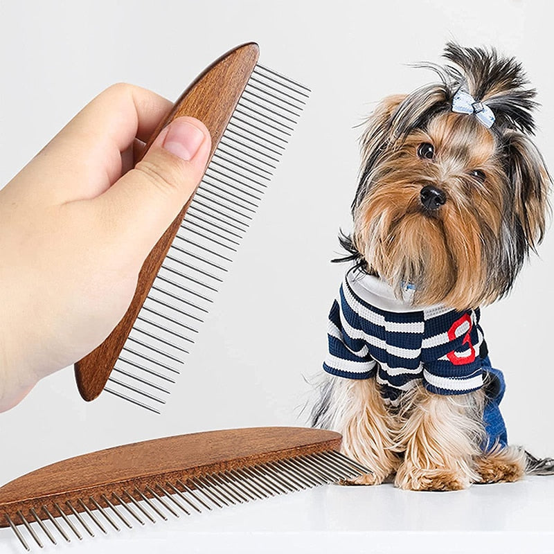 Solid Wood Handles Dog Comb