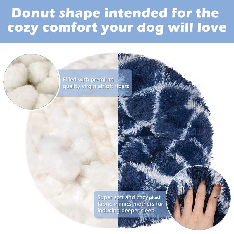 Plush Calming Donut Dog Bed