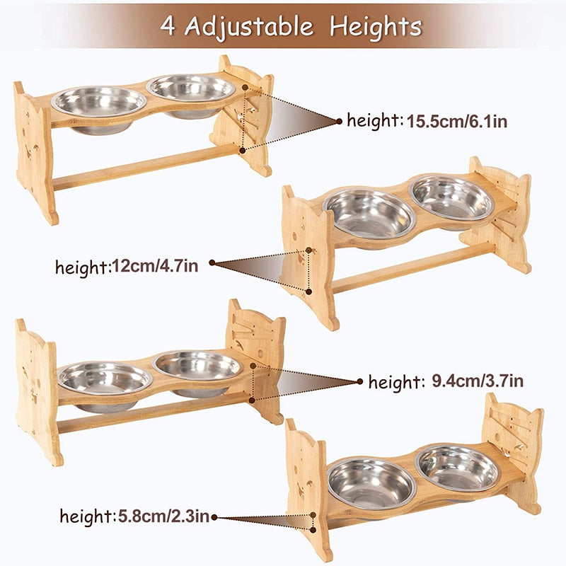 Bamboo Framed Elevated Dog Bowl