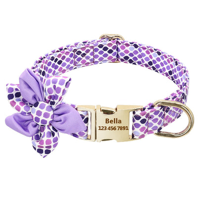 Metal Buckle Dog Collar With Flower