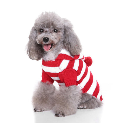 Red White Striped Dog Sweater