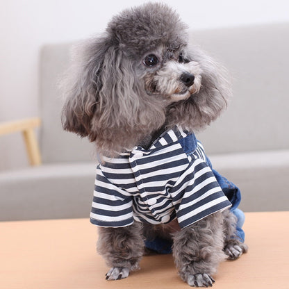 Fashion Stripe Denim Dog Pants