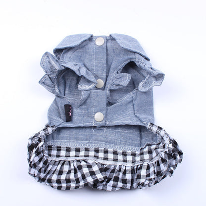 Dog Denim Plaid Princess Dress