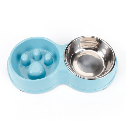 Wheat Straw And Stainless Steel Dog Bowl