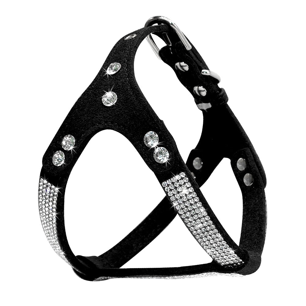 Shiny Rhinestone Leather Dog Harness