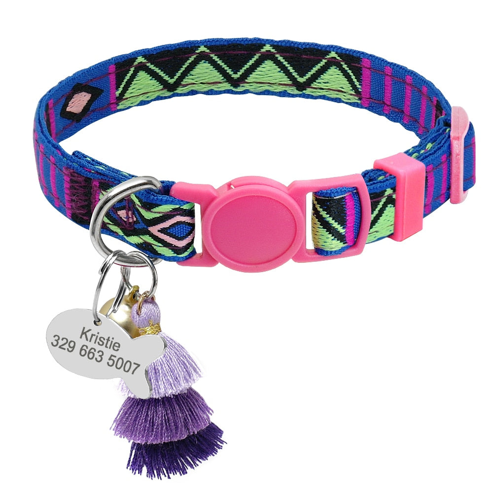 Cat Collar With Bell Fish Tag