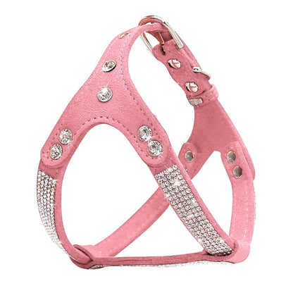 Shiny Rhinestone Leather Dog Harness