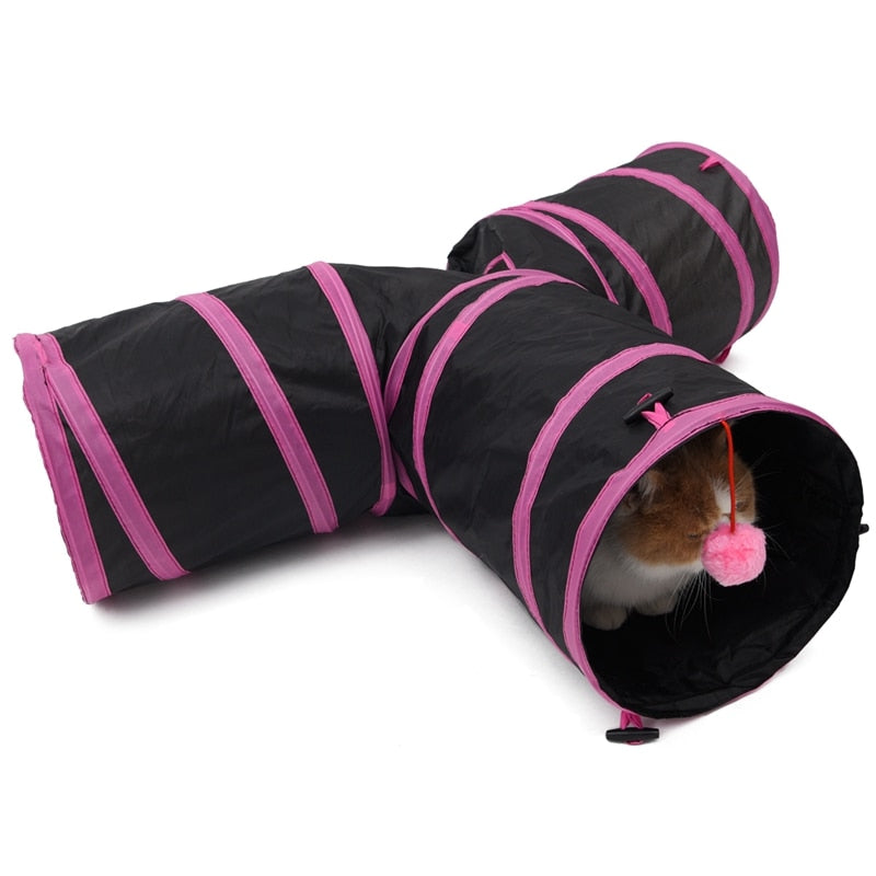 Y Shape 3 Holes Collapsible Cat Tunnel