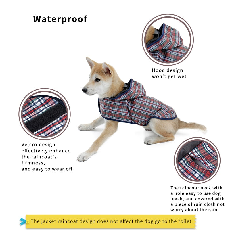 High Quality Plaid Dog Raincoat