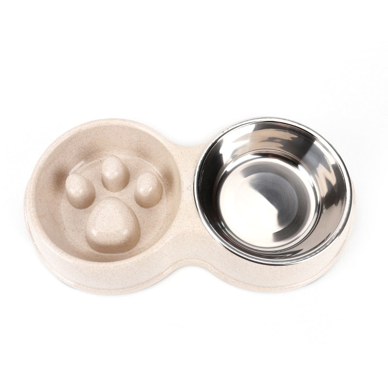 Wheat Straw And Stainless Steel Dog Bowl