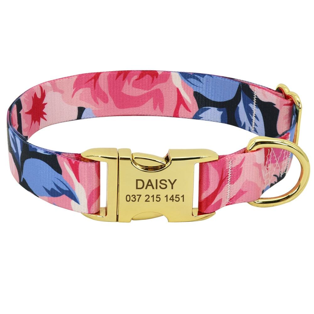 Nylon Flower Printed Dog Collar