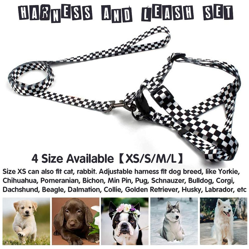 Fashion Plaid No Pull Dog Harness & Leash