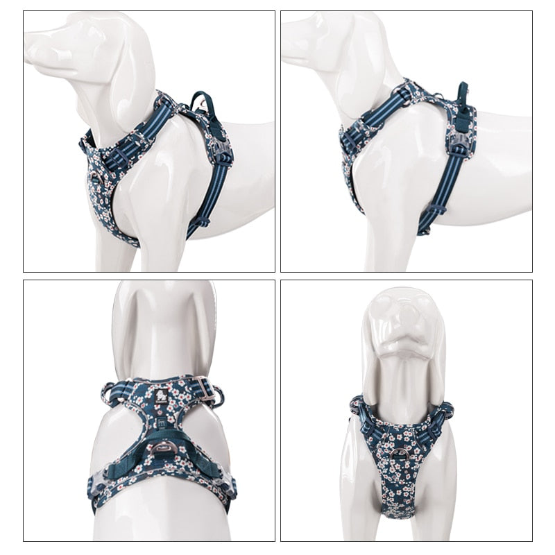 Floral No Pull Reflective Dog Harness