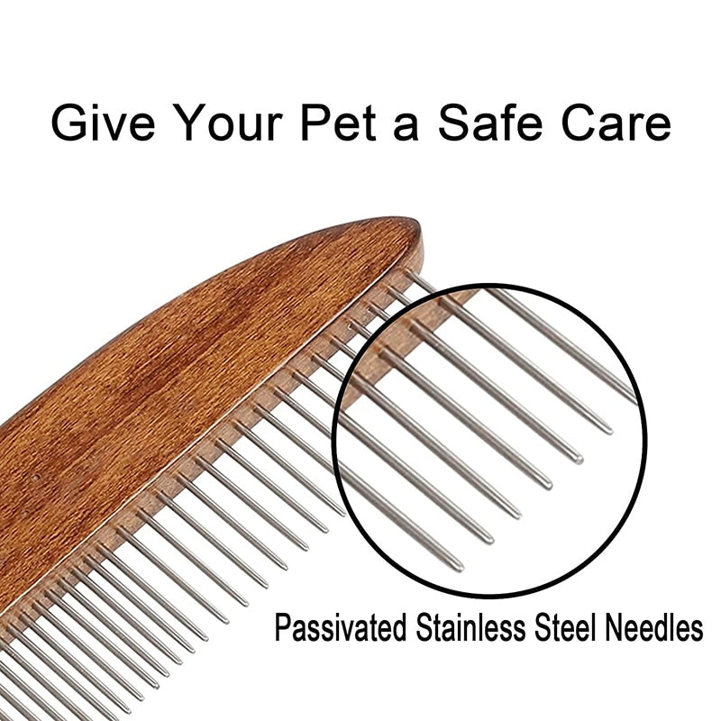 Solid Wood Handles Dog Comb